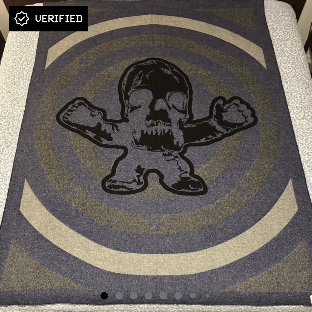 Chrome Hearts Foti Blanket Black Embossed Leather Accent Brand New